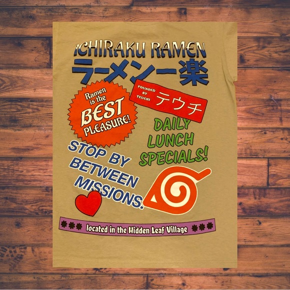 Naruto Shippuden Ichiraku Ramen Shirt Rare Menu Anime Hidden Leaf Villaige - Picture 3 of 6